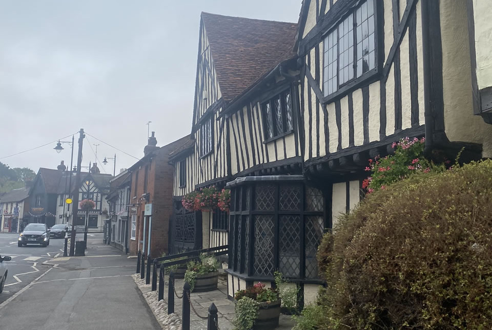 Historic street pattern and built form, creating distinctive character . Lower Street, Stansted Mountfitchet.