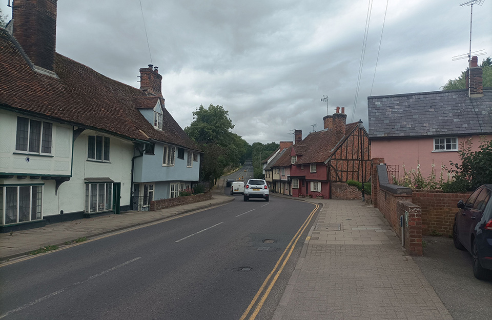 Timber framed and pargetted Timber framed terraces on Bridge Street.