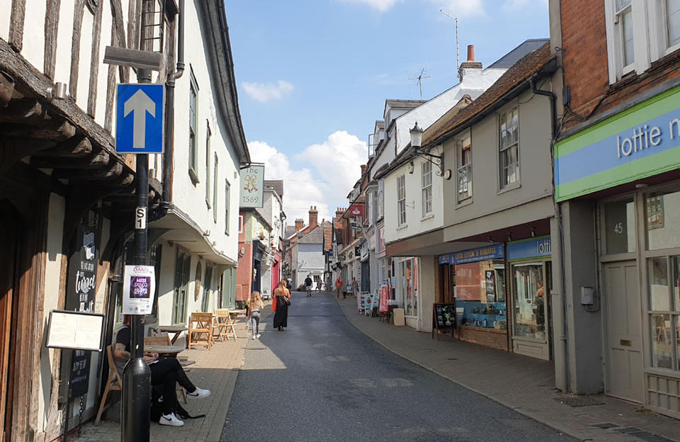 Informally pedestrianised King Street, with an intimate sense of enclosure.