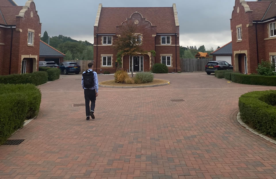 Symmetry and layout of homes within a shared courtyard create depth of perspective at the end of Dairy Lane.