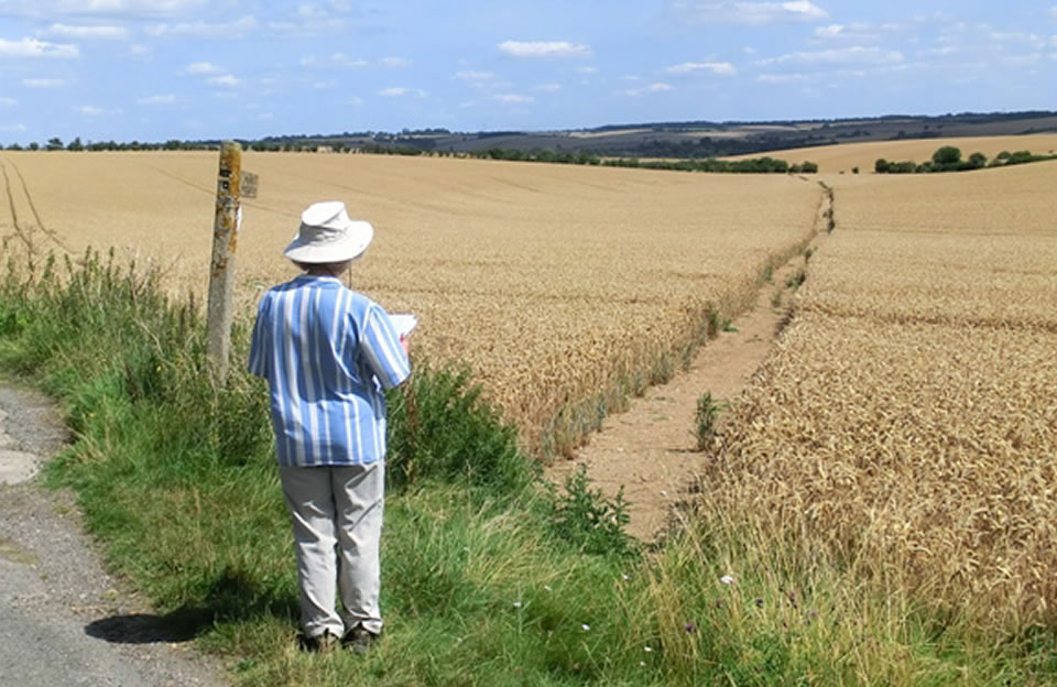 Public rights of way across fields connect visitors with the landscape.