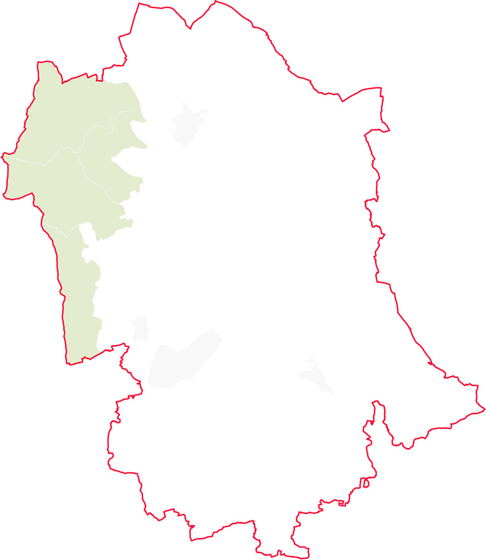 Chalk uplands in Uttlesford highlighted in yellow.