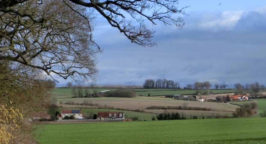 View over the Stort valley looking out towards farmland on higher ground near Manuden.